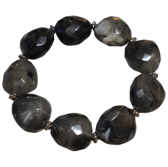 6" Acrylic Handmade Faceted Beaded Bracelet L11 - Picture 1 of 2